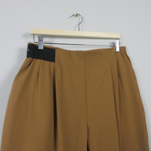 Aday Turn It Up Pants Women L Brown High Rise Trouser Ankle Pleated Casual 310 - Picture 4 of 12